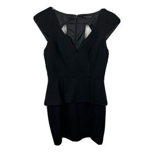 Black Halo Dobrev Dress 4 Womens Black Mini Cutout Back Sleeveless Peplum Sheath